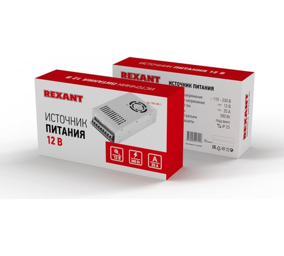 Блок питания REXANT 12 В 300 Вт 25 А открытый, под винт 200-300-1