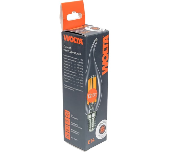 Светодиодная лампа WOLTA FILAMENT 12Вт 4000K Е14 WF-CT35-12W4KE14