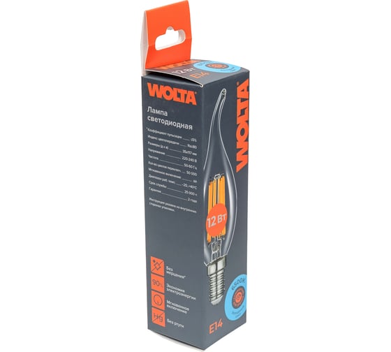 Светодиодная лампа WOLTA FILAMENT 12Вт 6500K Е14 WF-CT35-12W6KE14