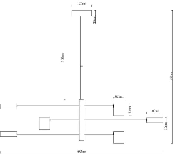 Люстра на штанге ARTE LAMP STANLEY A2476PL-40BK