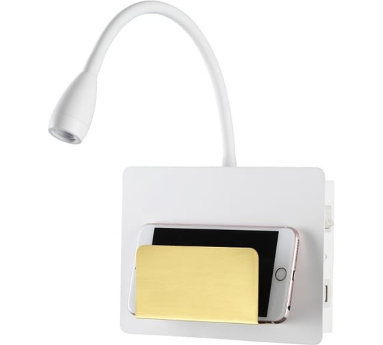 Настенный светильник-полка ODEON LIGHT SONIA с подсветкой/USB металл, LED, 3W 4243/3WL