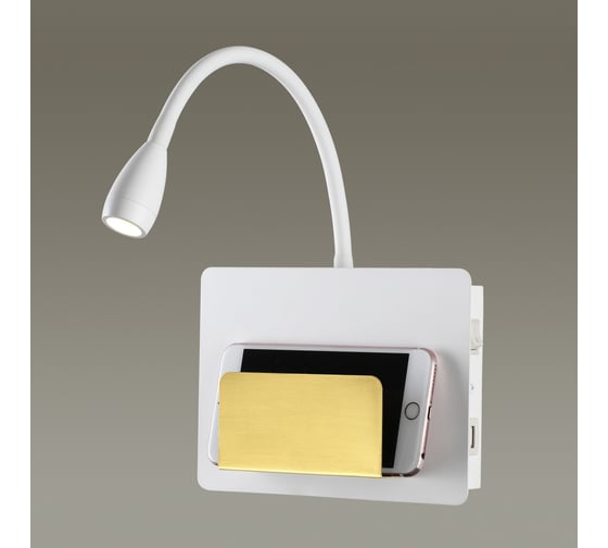 Настенный светильник-полка ODEON LIGHT SONIA с подсветкой/USB металл, LED, 3W 4243/3WL
