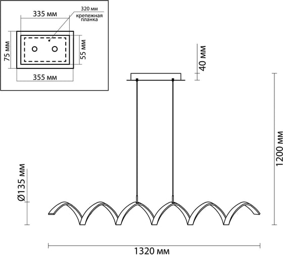 Подвесной светильник ODEON LIGHT, металл LED 55W SPIRA 3832/50L