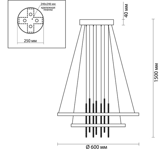 Подвесной светильник ODEON LIGHT, металл стекло LED 63W MONICA 3901/63L
