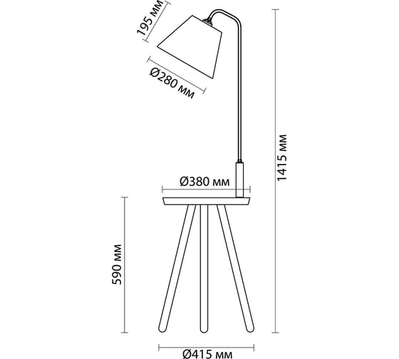 Торшер со столиком ODEON LIGHT, ткань E27 1х60W KALDA 4666/1F