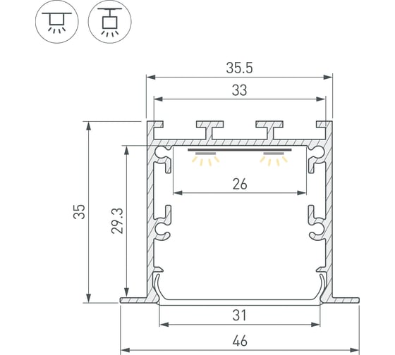 Профиль Arlight LINIA49-F-М-2500 BLACK 2,5м 055395
