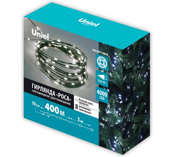 Гирлянда светодиодная Роса Uniel ULD-S40000-4000/DGA WHITE IP20 DEW UL-00012093