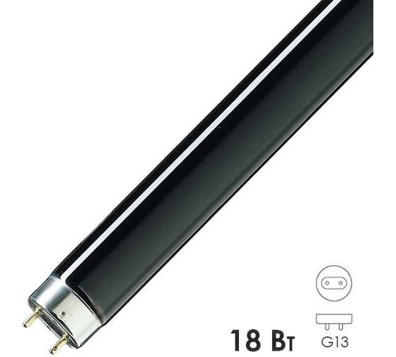 Лампа ультрафиолетовая LightBest BLB 18W, T8, G13, черное стекло, 365 нм 700909032