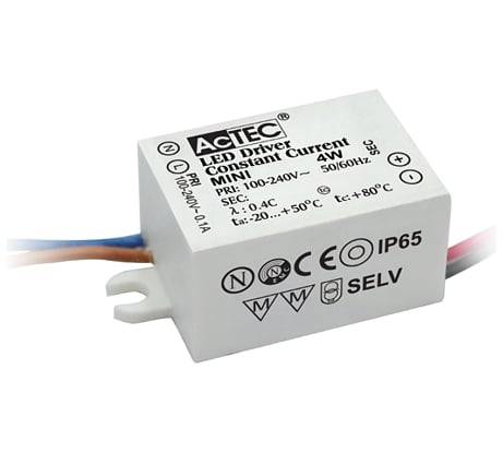 Блок питания AcTEC 2-8В, 4Вт, IP65, 0,5A, 38x27x21мм, MINI500mA/4W