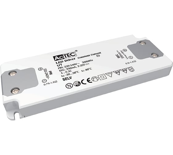 Блок питания AcTEC 2-40В, 20Вт, IP20, 0,5A, 128x50x13мм, UT500mA/20W 1