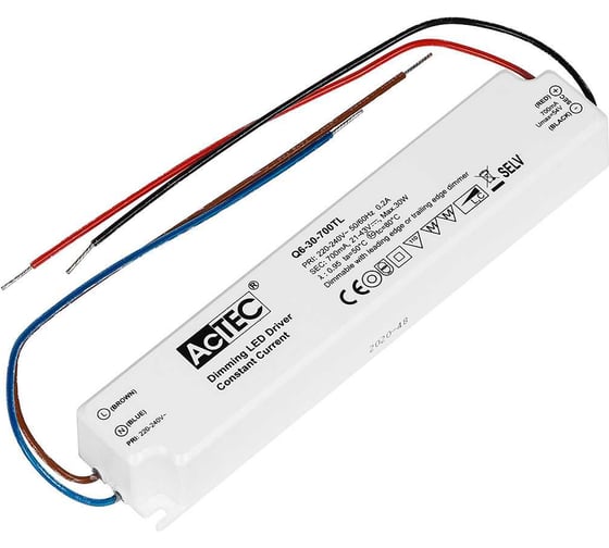 Блок питания AcTEC 21-43В, 30Вт, IP65, 0,7A, диммируемый, Triac, 158x31,5x22мм, Q6-30-700TL 1