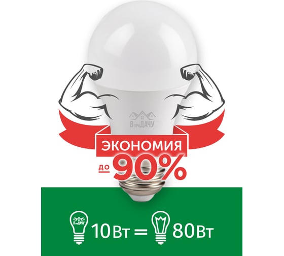 Лампа светодиодная В ПРИдачу 10W E27 A60 4000K 220V 1210612