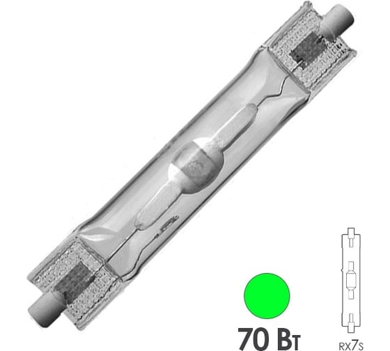 Лампа цветная FL-LED MH _70W RX7s GREEN МГЛ 607669