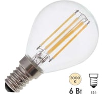 Лампа FL-LED Filament G45 6W E14 3000К 220V 600Лм 45x75мм FOTON_LIGHTING шарик прозрачная 606518