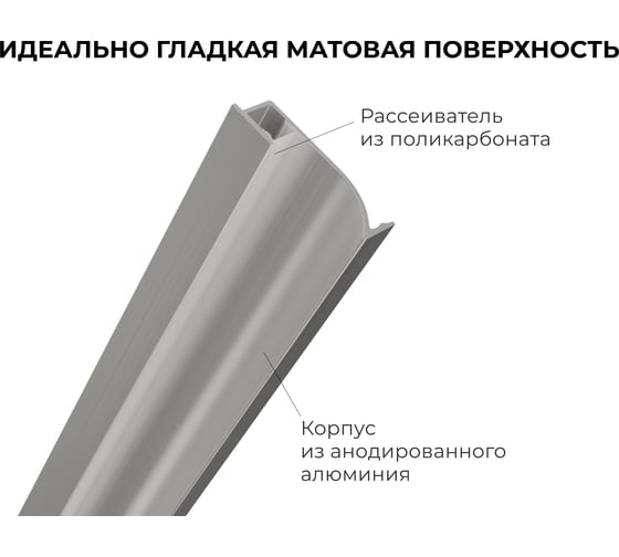 Профиль алюминиевый Apeyron для плинтуса под светодиодную ленту, серебро, 13,5х50мм, 2м / 08-66