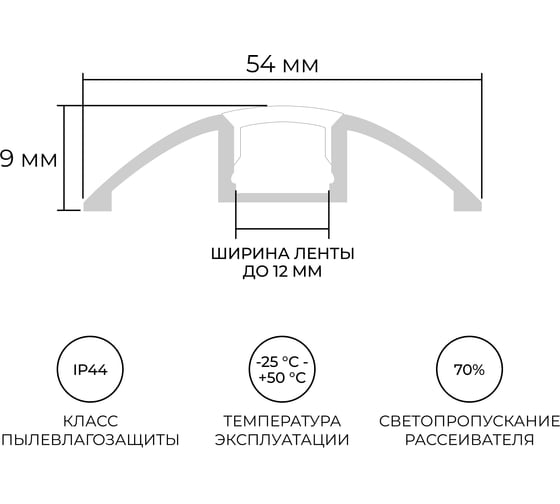 Профиль алюминиевый Apeyron напольный для светодиодной ленты, накладной, серебро, 54х9мм, 2м / 08-63