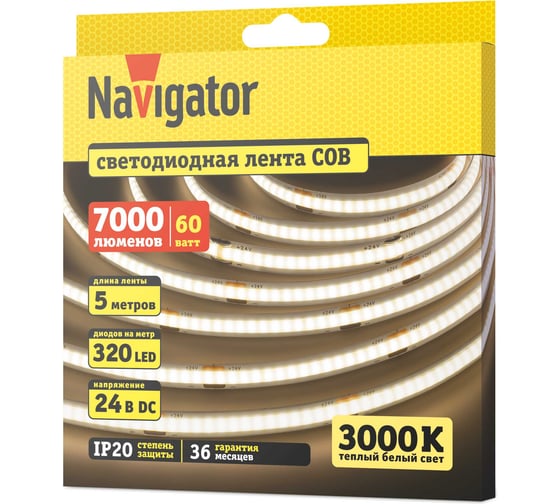 СД Лента Navigator 95 317 NLS-СОВWW320-12-IP20-24V 5м 95317