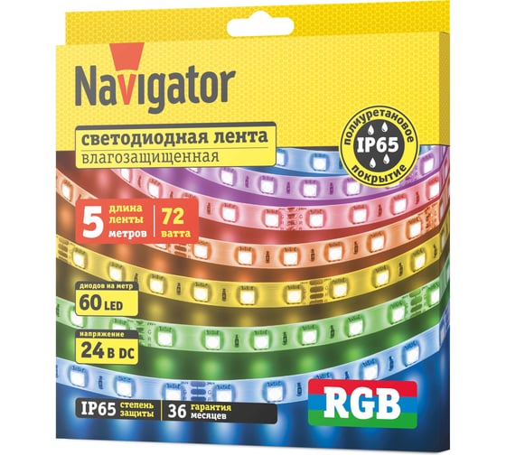 СД Лента Navigator 95 314 NLS-5050RGB60-14.4-IP65-24V 5м 95314