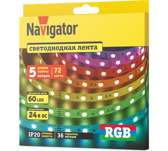 СД Лента Navigator 95 313 NLS-5050RGB60-14.4-IP20-24V 5м 95313