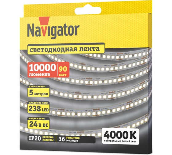 СД Лента Navigator 95 304 NLS-2835W240-18-IP20-24V 5м 95304