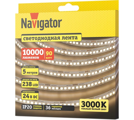 СД Лента Navigator 95 310 NLS-2835WW240-18-IP20-24V 5м 95310