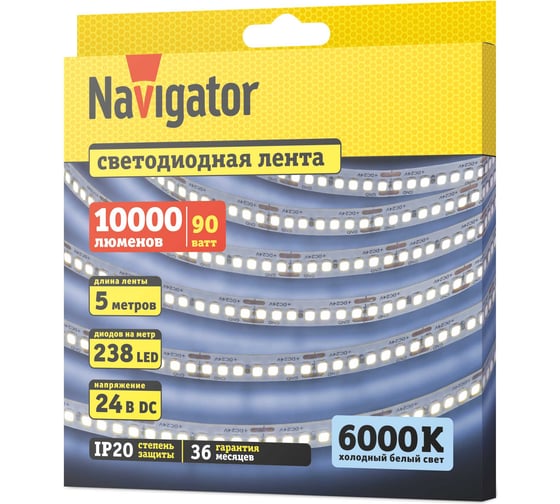 СД Лента Navigator 95 299 NLS-2835CW240-18-IP20-24V 5м 95299