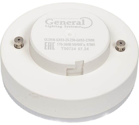 Светодиодная лампа General Lighting Systems GX53 25Вт 230В 1600Лм 2700К теплый белый свет Шайба GLDEN-GX53-25-230-GX53-2700 662124