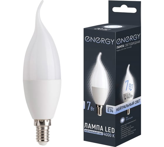 Лампа светодиодная Energy LED С37W-7-E14-4000 109324