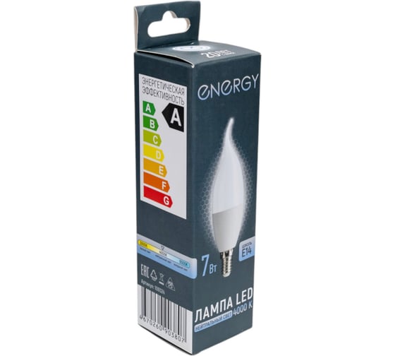 Лампа светодиодная Energy LED С37W-7-E14-4000 109324
