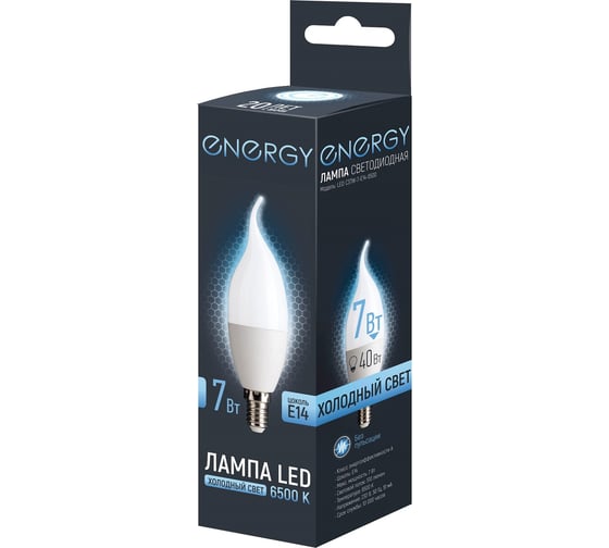 Лампа светодиодная Energy LED С37W-7-E14-6500 109325