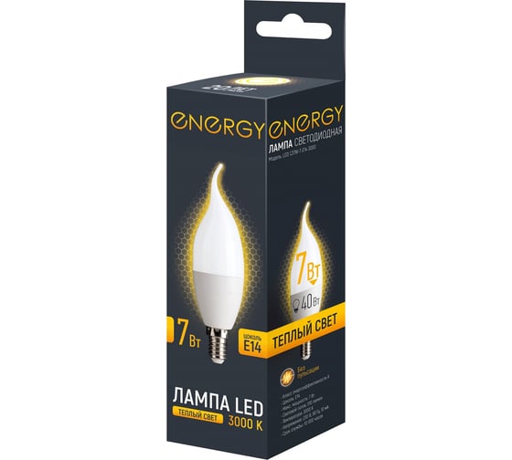 Лампа светодиодная Energy LED С37W-7-E14-3000 109323