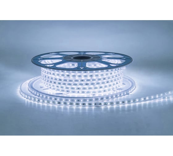 Светодиодная лента Apeyron 220В, 6Вт/м, smd2835, 60д/м, IP65 ПВХ, 400Лм/м, размер 10х7мм, 50м, 6500К / 17-42