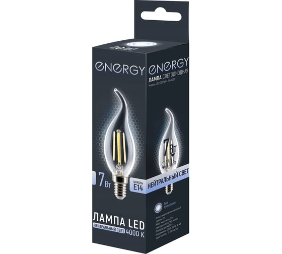 Лампа светодиодная Energy LED С35FW-7-E14-4000 109329