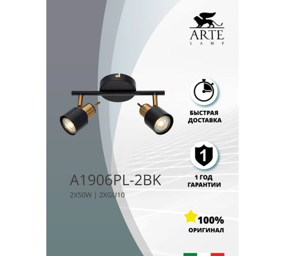 Спот Arte Lamp ALMACH A1906PL-2BK