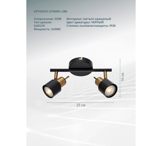 Спот Arte Lamp ALMACH A1906PL-2BK