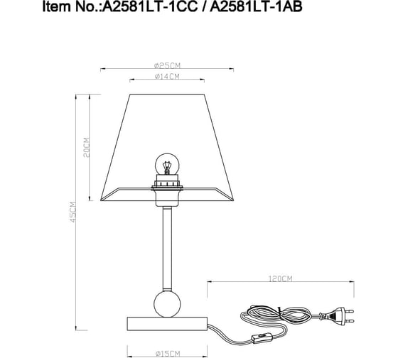 Настольная лампа Arte Lamp ELBA A2581LT-1CC