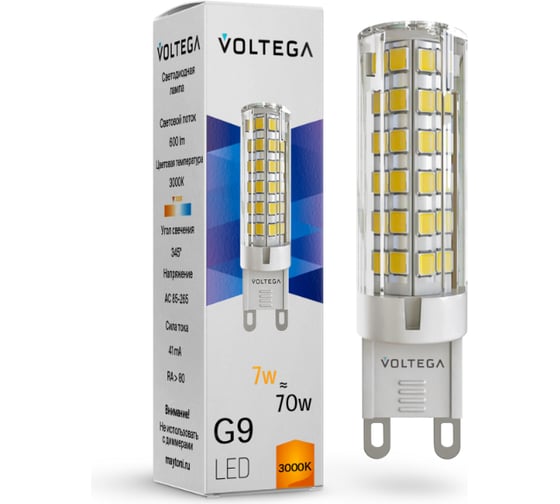 Светодиодная лампа VOLTEGA Simple Capsule 7W, 3000K, G9 7187 1