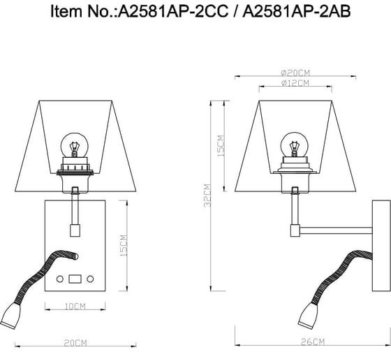 Бра Arte Lamp ELBA A2581AP-2CC