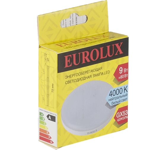 Светодиодная лампа Eurolux LL-E-TAB-9W-230-4K-GX53 таблетка, 9Вт, нейтральный, GX53 76/2/75