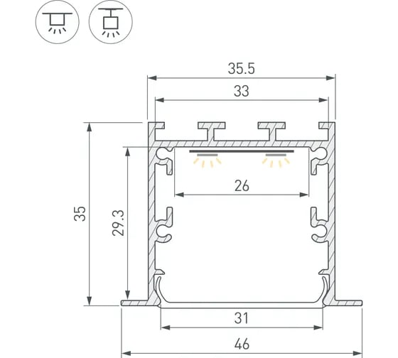 Профиль Arlight LINIA49-F-M-2000 WHITE 2м 057032