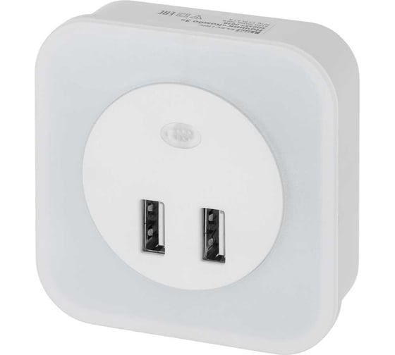 Ночник TDM ELECTRIC "Комбо 3", 8LED, 80 лм, датчик освещения, 2 хUSB 2,1 А, 220 В, SQ0357-0038