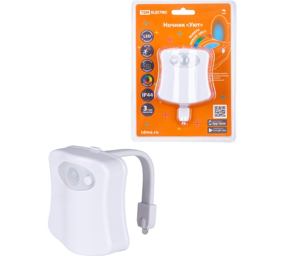 Ночник TDM ELECTRIC "Уют" 0,5 Вт, RGB, датчик движения, 3хААА, SQ0357-0124