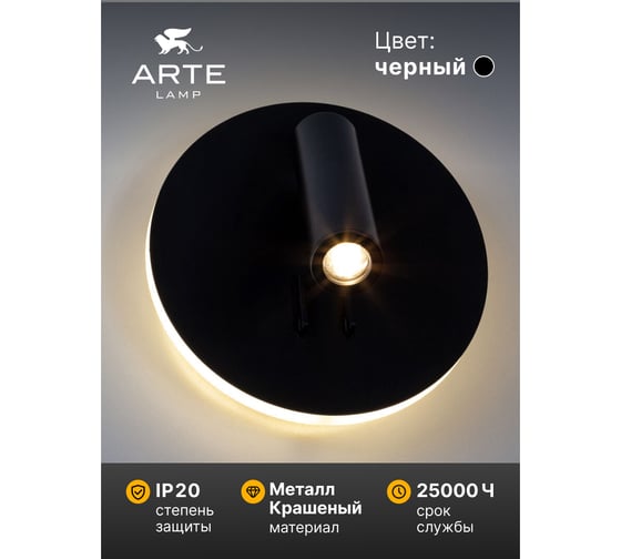 Настенный светильник Arte Lamp ELECTRA A8232AP-1BK