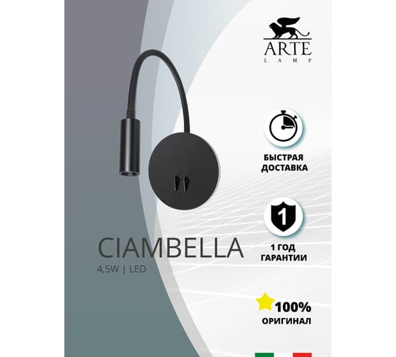 Настенный светильник Arte Lamp ELECTRA A8231AP-1BK