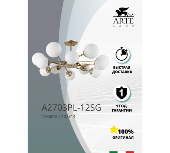 Потолочная люстра Arte Lamp MARCO A2703PL-12SG