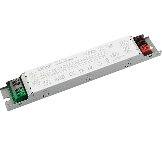 LED драйвер Lifud 37Вт, вход 220-240В AC, выход 75-400мА 54-240В DC, неизолированный, металл, DALI/PUSH LF-FSD037YA