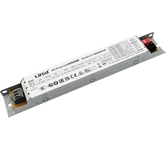 LED драйвер Lifud 80Вт, вход 220-240VAC, выход 200-550мА 54-230VDC, неизолированный, металл LF-FMR080YSIII 1