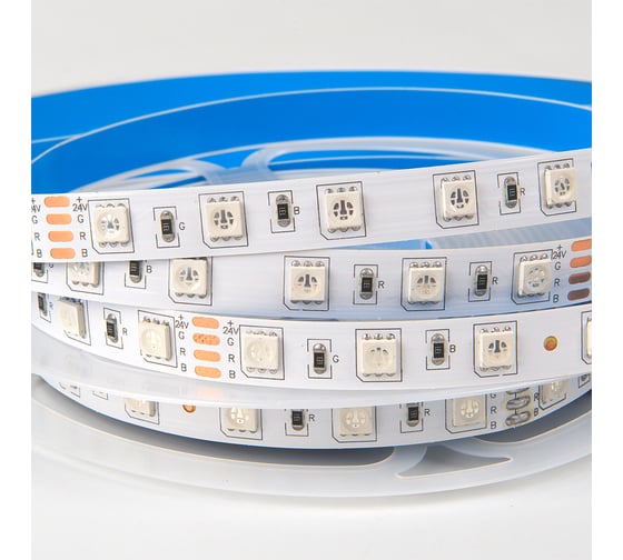 Лента светодиодная General Lighting Systems GLS-Standard GLS-5050-60-14.4-24-IP20-RGB, 5 метров, 14,4Вт/м, 24В, 10мм, 60 диодов/м, IP20, красный, зеленый, синий 503822