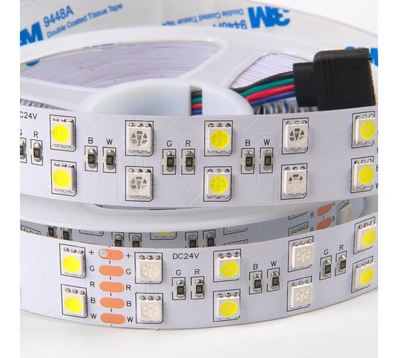 Лента светодиодная General Lighting Systems GLS-Standard GLS-5050-120-28.8-24-IP20-RGB+6, 5 метров 28,8Вт/м, 24В, 19мм, 120 диодов/м, 12 Лм/чип, IP20, красный, зеленый, синий + 6500K - холодный белый свет 503835