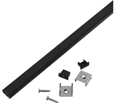 Профиль General Lighting Systems General GAL-GLS-2000-7-16-B-B черный (2м профиль+черн. рассеиватель+ 2 заглушки + 4скобы с шурупами) 523330